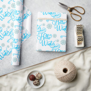 Hello Winter Snowflakes Wrapping Paper