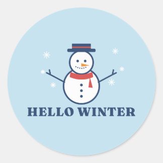Hello Winter Snowman Cosy Season Christmas Holiday Classic Round Sticker