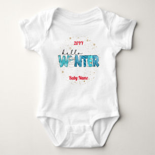 Hello Winter Snowman Customise Baby Bodysuit