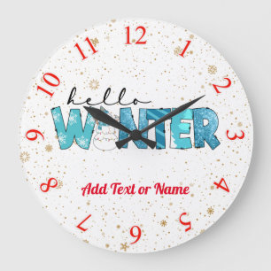 Hello Winter Snowman Customise Large Clock