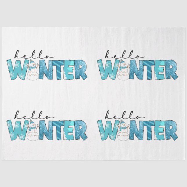 Hello Winter Snowman Customise Tissue Paper (Front)