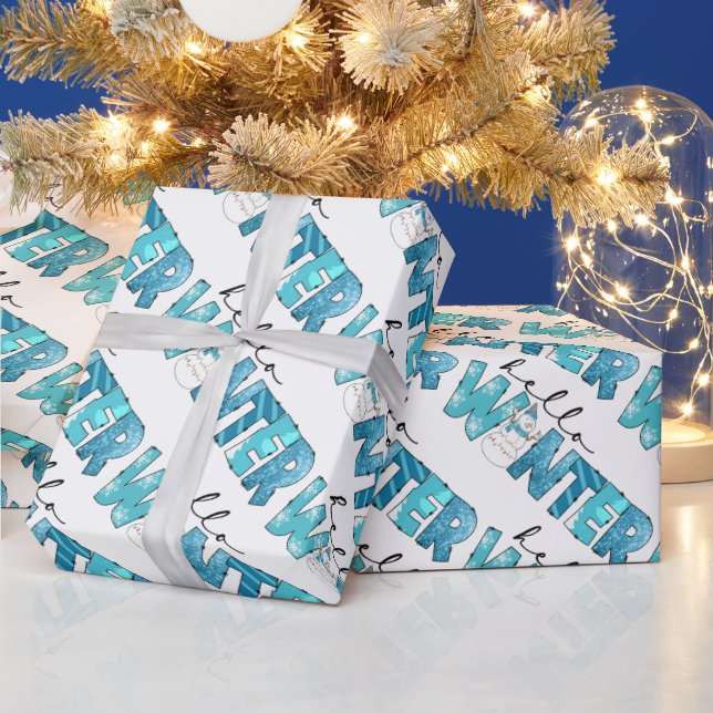 Hello Winter Snowman Customise Wrapping Paper (Holidays)