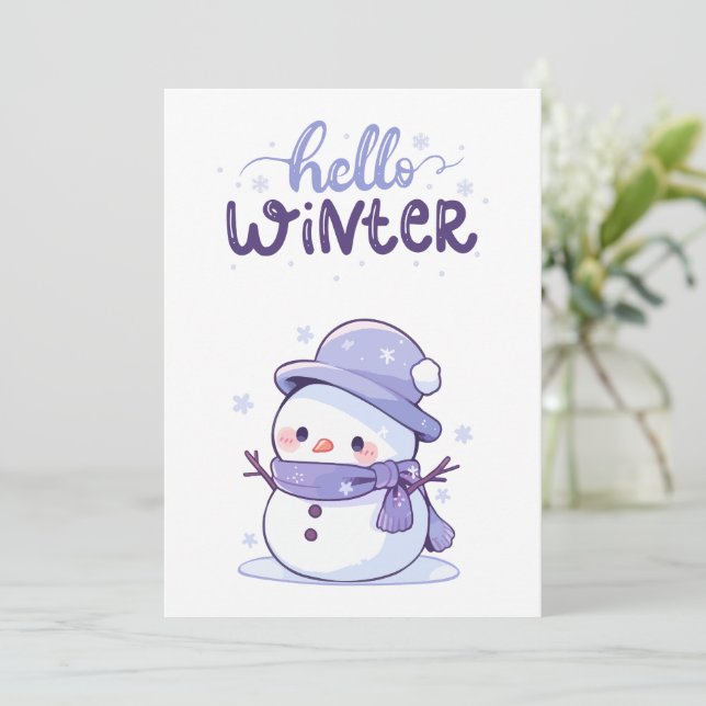 Hello Winter Snowwoman Holiday Card (Standing Front)