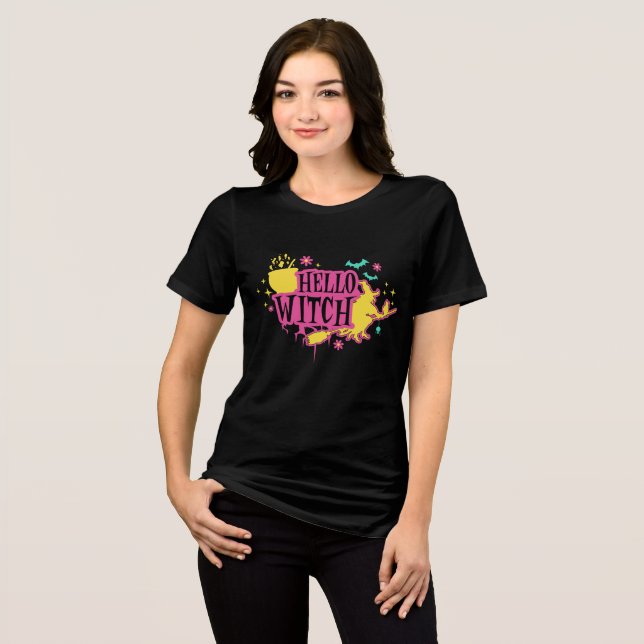 Hello Witch Halloween Retro Tri-Blend Shirt (Front Full)