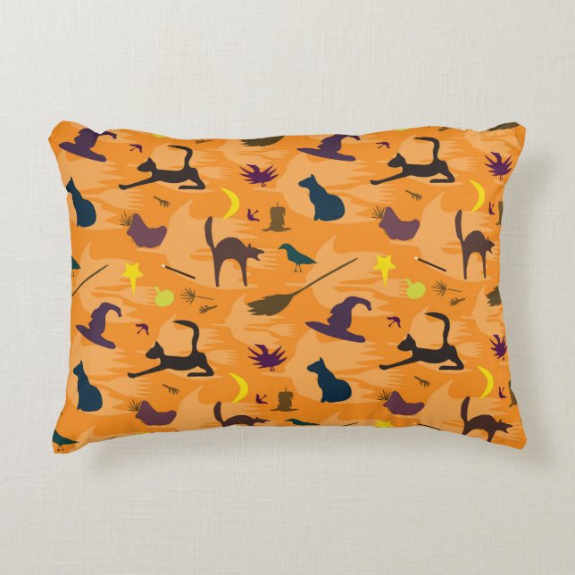 Hello Witch - seamless Halloween pattern.  Decorative Cushion (Front)