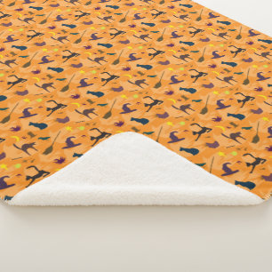 Hello Witch - seamless Halloween pattern. Sherpa Blanket