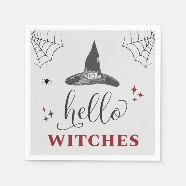 Hello Witches Halloween Funny Text Bachelorette Napkin (Front)