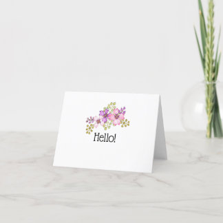 Hello With Purple Flowers Thank You Card