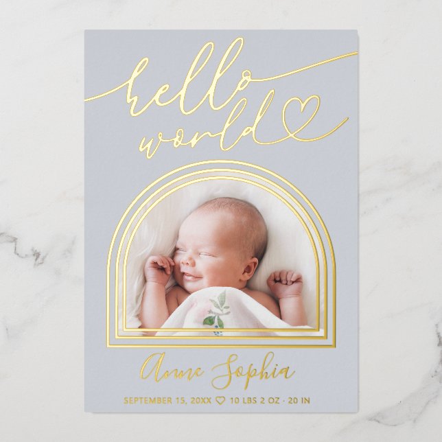 Hello World Arch Frame Birth Announcement (Front)