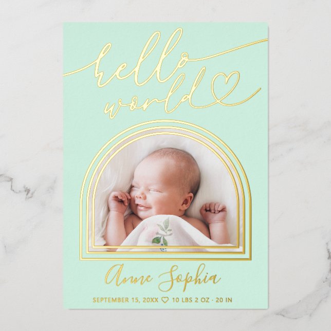 Hello World Arch Frame Birth Announcement (Front)