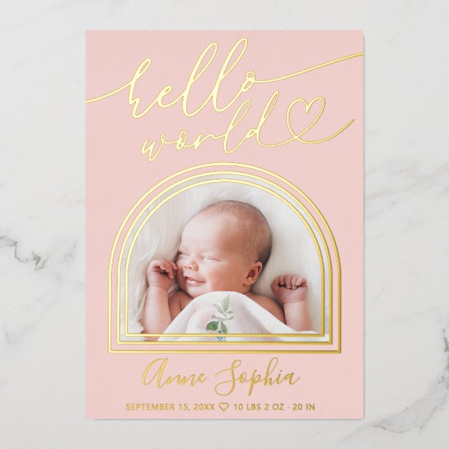 Hello World Arch Frame Birth Announcement (Front)
