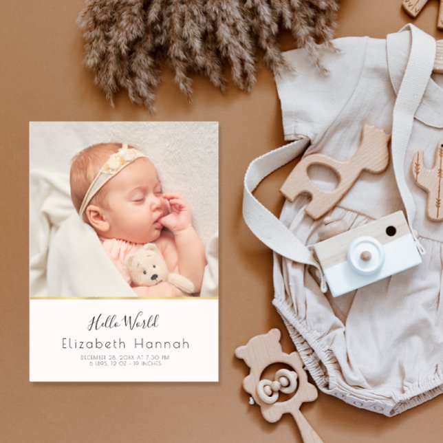 HELLO WORLD - baby girl birth announcement Postcard (Creator Uploaded)