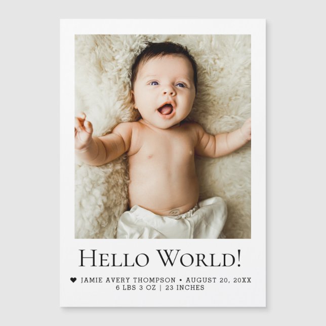 Hello world  Baby Photo Birth announcement (Front)