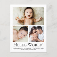 Hello World Baby Photos Birth announcement