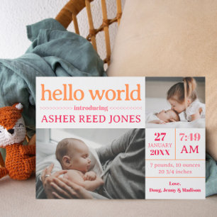 Hello World Birth Announcement - PINK