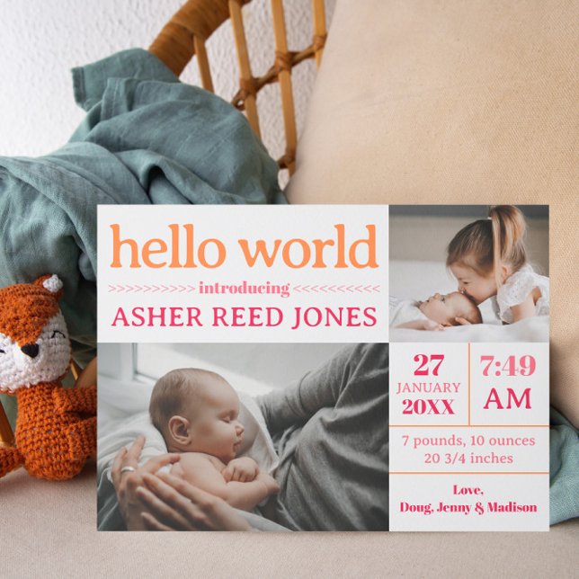 Hello World Birth Announcement - PINK (Creator Uploaded)