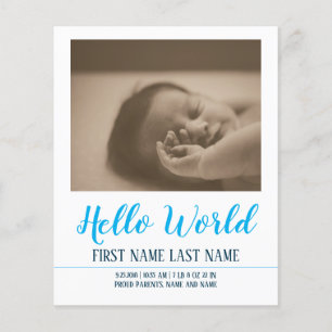 Hello World - birth announcement with photo