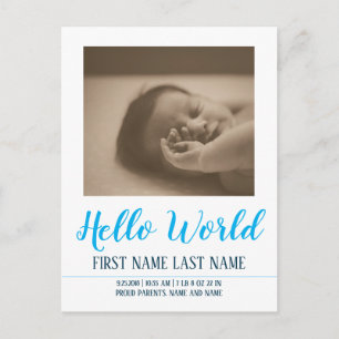 Hello World - birth announcement with photo