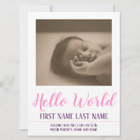 Hello World - birth announcement with photo