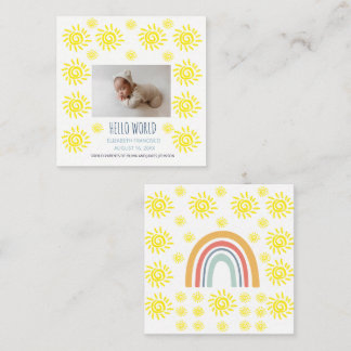 Hello World Boho Sun Birth Baby Announcement