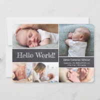 Hello World! Chalkboard Modern Photos Baby Shower