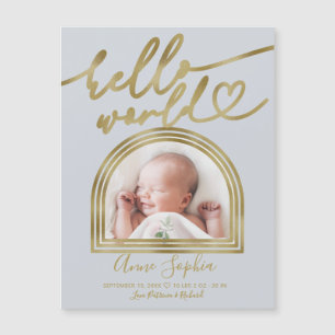 Hello World Chic Arch Frame Birth Announcement