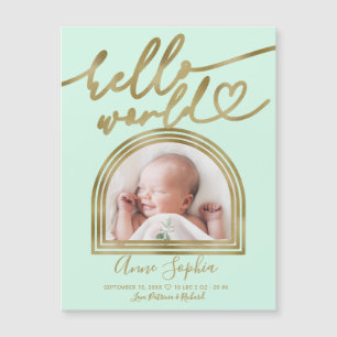 Hello World Chic Arch Frame Birth Announcement