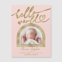Hello World Chic Arch Frame Birth Announcement