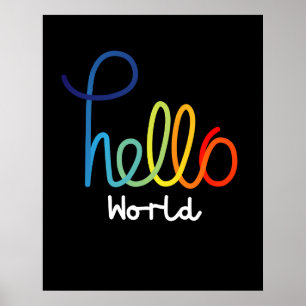 Hello world colourful poster
