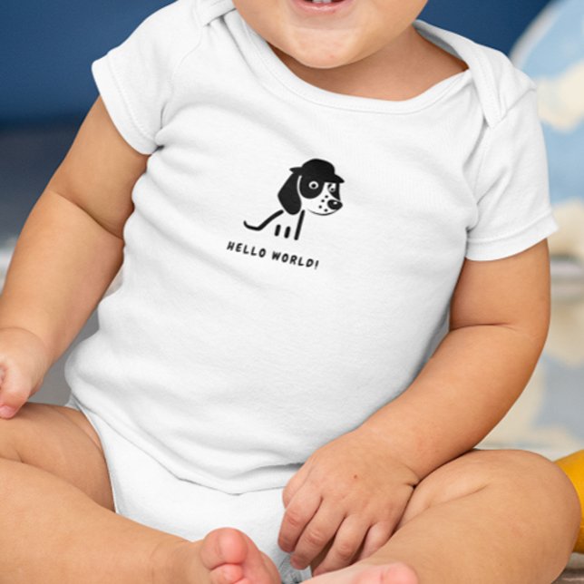 HELLO WORLD CUTE DOG BABY BODYSUIT (Creator Uploaded)