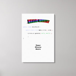 Hello World geek greeting Java Canvas Print