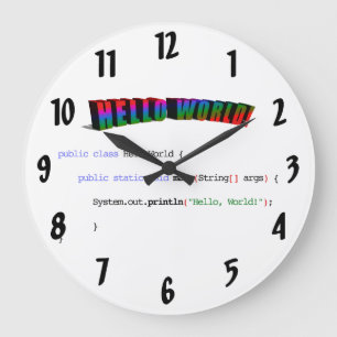 Hello World geek greeting Java Large Clock