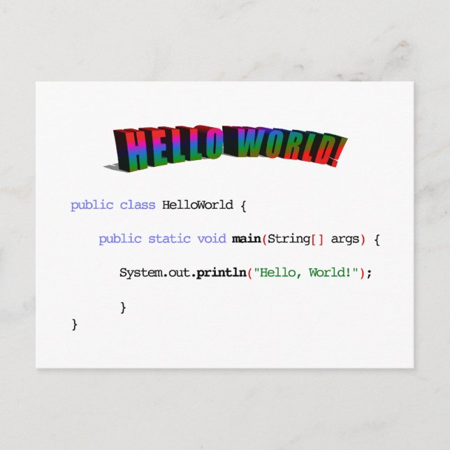 Hello World geek greeting Java Postcard (Front)