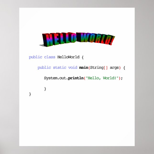 Hello World geek greeting Java Poster (Front)