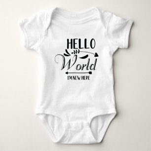 "Hello World i'm new here" Funny Baby Bodysuit