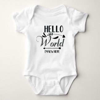 "Hello World i'm new here" Funny Baby Bodysuit