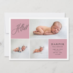 Hello world multi photo modern geometric + script announcement