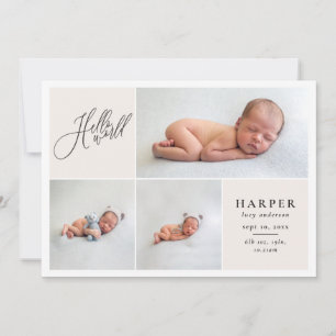 Hello world multi photo modern geometric + script announcement