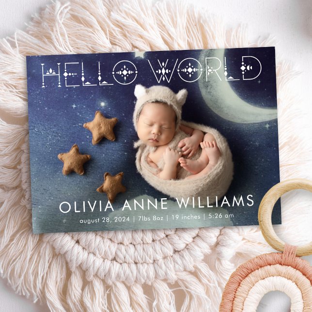 Hello World New Baby Birth Photo  Announcement (Creator Uploaded)
