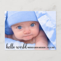 Hello World New Baby Modern Announcement