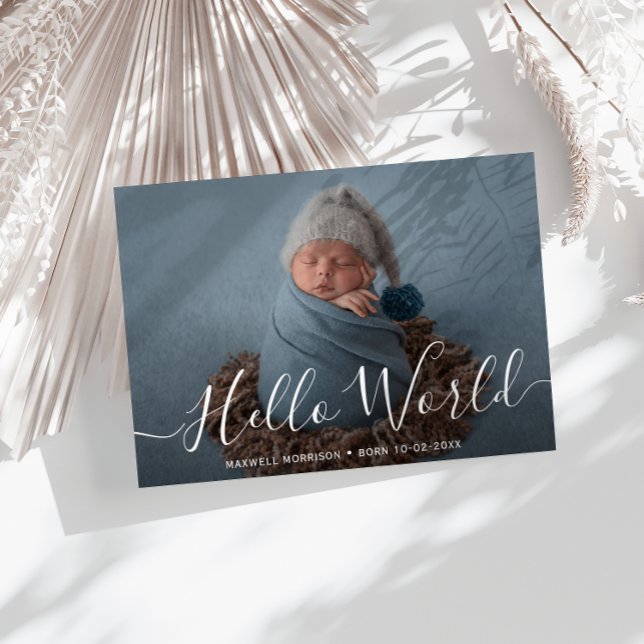 Hello world new born birth announcement card (Creator Uploaded)