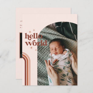 Hello World   Retro Boho Birth Announcement