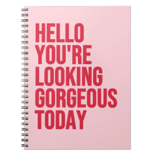 Hello you're looking gorgeous today quote notebook