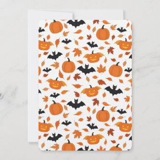 Helloween pattern | pumpkin, bat, autumn leaves. invitation