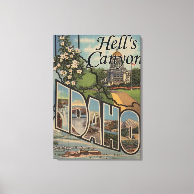 Hell's Canyon, Idaho - Large Letter Scenes Canvas Print (Front)