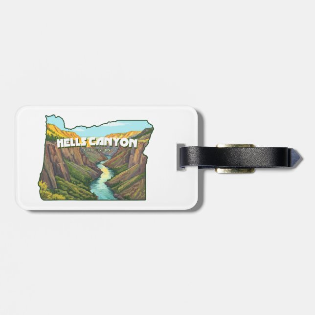Hells Canyon Oregon Map Luggage Tag (Back Horizontal)