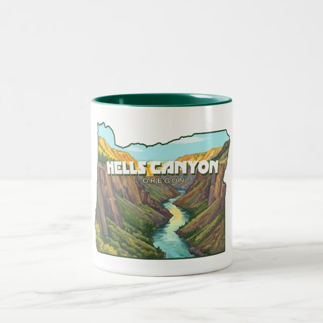 Hells Canyon Oregon Map Two-Tone Coffee Mug (Center)