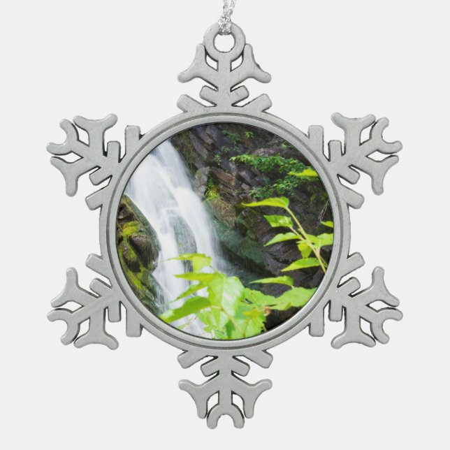 Hell's Gate Canyon waterfall Snowflake Pewter Christmas Ornament (Front)