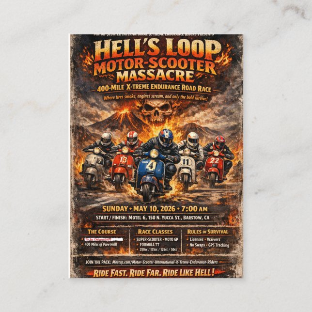 Hell's Loop 2026 Event Poster Business Card (Front)