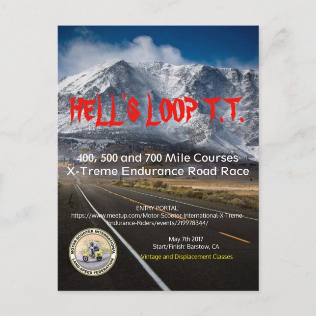 HELL'S LOOP T.T. 2017 POSTCARD (Front)